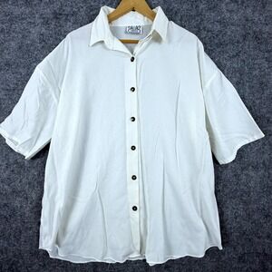 Vintage Box Office Shirt Womens XL White Collared Short Sleeve Button Up Career